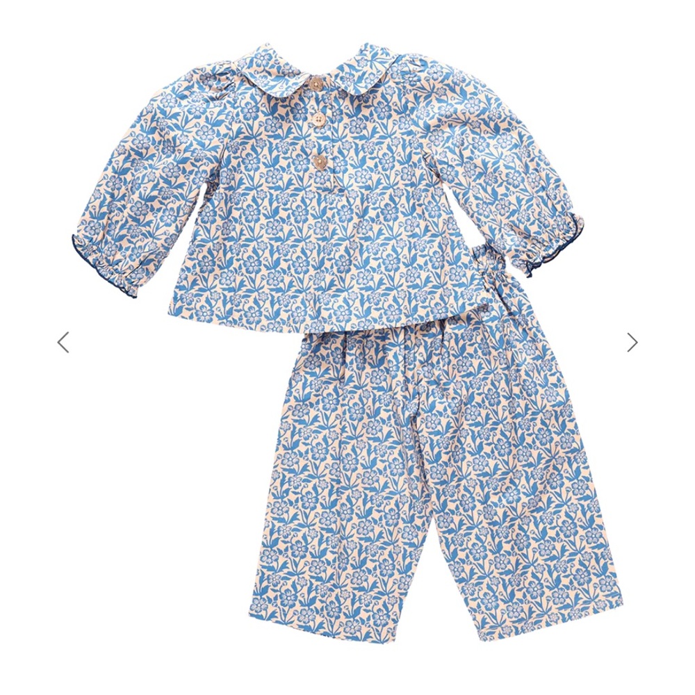 Pink chicken baby dawson blue climbing floral 2 piece set
